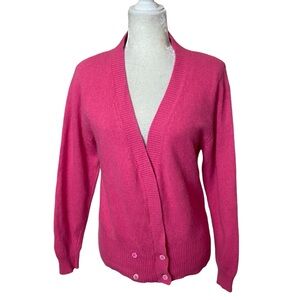 Vintage The Committee Pink Lambswool Blend Deep V Sweater Cardigan Size Medium